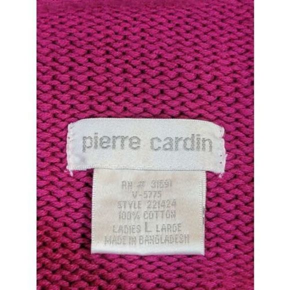 Pierre Cardin Women's Sleeveless Turtleneck Magenta Cotton Knit Sweater Size L - Picture 3 of 9